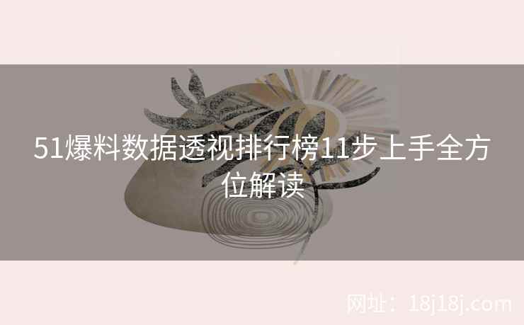51爆料数据透视排行榜11步上手全方位解读